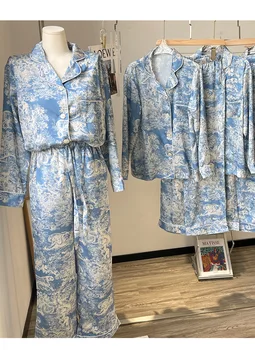  2022 İlkbahar Sonbahar Erkek / kadın Yüksek Kaliteli Rahat Hayvan Baskı Pijama Takım Elbise F132