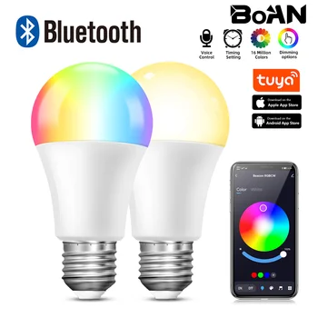  Sıcak Satış kablosuz bluetooth Akıllı Ampul Tuya APP Kontrolü Kısılabilir 15W Ampul B22 E27 RGB CCT LED Renk Değişimi lamba ampulü