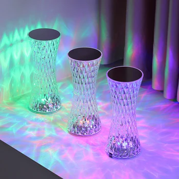  16 Renk Elmas Masa Lambası LED Dokunmatik Sensör Kristal Gece Lambası Akrilik Dekorasyon Masa Lambaları Bar Kahve Yatak Odası Bedsides
