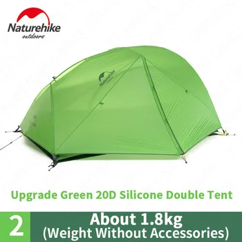  Naturehike 2 Kişi Ultralight Çadır Yükseltilmiş Yıldız Nehir Kamp Çadırı 20D Silikon Kar Etek Çadır Ücretsiz Mat NH17T012-T