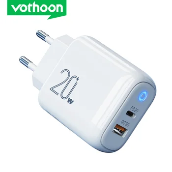  Vothoon 20W Hızlı Şarj 3.0 USB Tip C QC PD USB Şarj Cihazı Taşınabilir Hızlı Şarj iPhone 12 Mini XS 8 Samsung Tipi C Şarj Cihazı