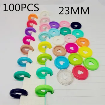  100PCSMushroom Delik Bağlama Toka 23mm Renk Aşk Plastik Disk Halka Bağlayıcı Halka Gevşek Yapraklı Not Defteri Plan Günlüğü İş