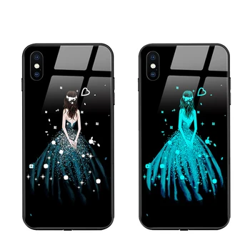  Iphone 12 mini 11 Pro Max 8 7 6s Artı LED Flaş Çağrı ışığı Aydınlık Telefon Kılıfı için iPhone XR X XS MAX temperli cam kapak