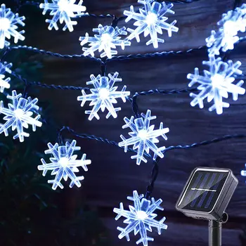  Güneş Noel ışıkları açık LED kar tanesi kar dize ışıkları 12/22 / 32M 8 Modları Noel lamba yeni yıl / Düğün dekor 2023