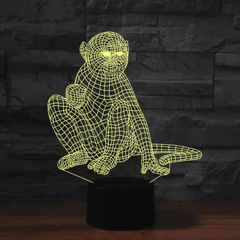 3D Maymun Lamba LED Gece Lambası 7 Renk Değişimi Uzaktan Kumanda Masa masa Lambaları Dekorasyon Doğum Günü noel hediyesi Oyuncaklar Çocuklar için