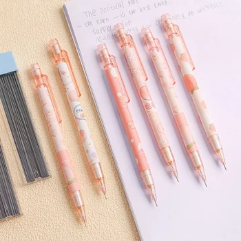  0.5 mm Tatlı Şeftali Mekanik Kurşun Kalem Uçları İle Sevimli Kalem Okul Kırtasiye Malzemeleri Hediye Karikatür Öğrenciler Ödül