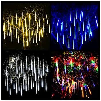  8 Tüpler Meteor duş yağmur Led dize peri Işıklar Noel ağacı dekorasyon açık düğün Bahçe sokak Garlands perde lambası