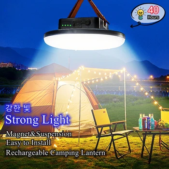  15600maH şarj edilebilir LED kamp feneri mıknatıs ile güçlü ışık zoom taşınabilir el feneri çadır ışıkları çalışma tamir aydınlatma
