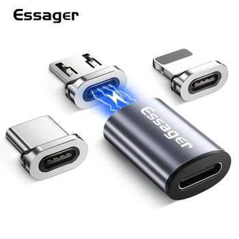  Essager C Tipi USB kablosu Dönüştürme Fişi Manyetik Kablo Adaptörü Manyetik şarj aleti kablosu Konektörü Cep Telefonu Şarj Dönüştürücü
