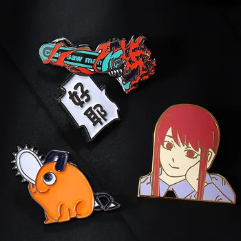  Anime Testere Adam Emaye Pimleri Denji Makima Güç Pochita Cosplay Broş Pin Hayranları Koleksiyonu Hediye Sahne