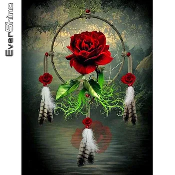  Evershine Elmas Boyama Gül Çiçek Yeni Varış Elmas Nakış Dreamcatcher Çapraz Dikiş Tam Kare Mozaik DİY Duvar Sanatı