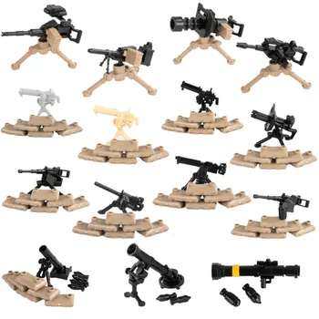  Mini Özel Kuvvet Figürleri Silahlar Yapı Taşları Ağır Makineli tüfek Tuğla WW2 Askeri Askerler Aksesuarları Mitralyöz oyuncak silah