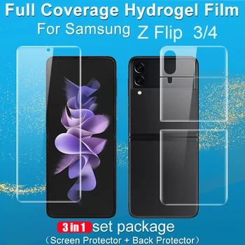  3in1 Ekran Koruyucu İçin Samsung Galaxy Z Flip 3 5G Koruyucu Hidrojel Film Samsung Z Flip 4 ZFlip3 ZFlip 4 Ön Arka Etiket