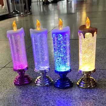  7 renkli Degrade Kristal Elektronik Mum Mum Gece Lambası Parti Atmosferi Fantezi Süslemeleri Noel Doğum Günü Düğün için