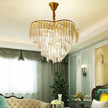  Modern Kristal LED avize ışık Lüks altın Yuvarlak Oturma odası dekorasyon ışıklandırma Yatak odası Avizeler led kolye ışık