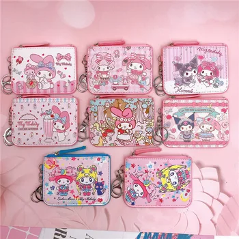  Sanrio Kawaii kart çantası Anime Görüntü Kuromi Melodi Hello Kitty Karikatür kart tutucu Sevimli Anahtarlık Cüzdan Süsler Kızlar için