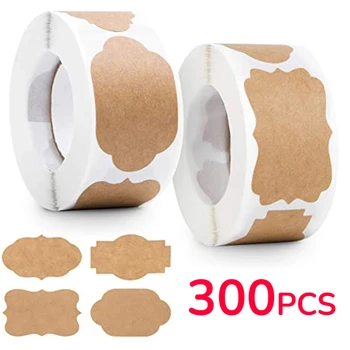  300 Adet / Rulo Kraft Kağıt Kendinden yapışkanlı DIY El Yazısı Etiket Pişirme Paketi Mutfak Sebzelik Malzemeleri Dekorasyon Tarih Etiketi