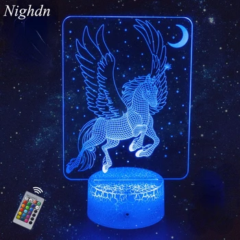  3D Illusion LED Lamba Çocuklar için Uzaktan Kumanda Unicorn Gece kızlar için ışıklar Yatak Odası 3-12 Yaşında Kız Doğum Günü noel hediyesi