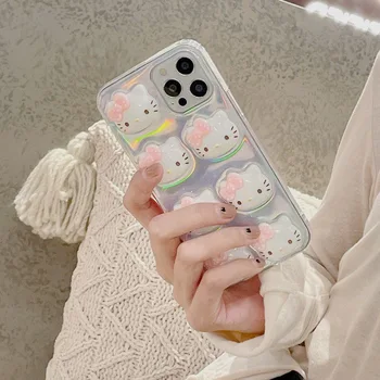  Sanrio Hello Kitty mymelody Lazer Degrade Renk Telefon Kılıfları iPhone 14 13 12 11 Pro Max Mini XR XS MAX 8X7 Arka Kapak