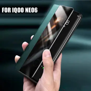  Fundas İçin vivo iQOO Neo6 Clear View Pencere Flip Deri telefon kılıfı İçin İQOO Neo6 SE 5S 9 Pro U5X U3X Z5X Tam Koruyucu Kapak