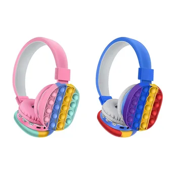  Gökkuşağı Bluetooth Kulaklık Kablosuz Kulaklık Silikon POP stres oyuncakları Stereo Kulaklık Mic ile Kulaklık Kulaklık Bluetooth