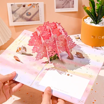 Yaratıcı Eşi Koca 3D Tebrik Kartları Teşekkür Kartları Sakura Ay Doğum Günü Kartları Çocuklar için Not Kartları Erkek ve Kız İtirafı