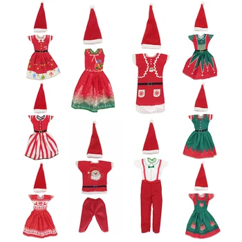  Moda Noel Elbise Kıyafet Elbise Şapka 11 inç 30cm oyuncak bebek giysileri Bebek Aksesuarları için