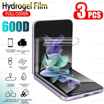  3 adet Hidrojel ekran koruyucu film Samsung Galaxy Z Flip4 yumuşak koruyucu film Samsung Samsung Z Flip 3 Telefon Güvenlik Filmi