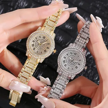  Yeni Moda Bayan Lüks İzle Kristal Paslanmaz Çelik quartz saat Kadınlar İçin Küçük Rahat Bilezik Saatler Relogio Feminino