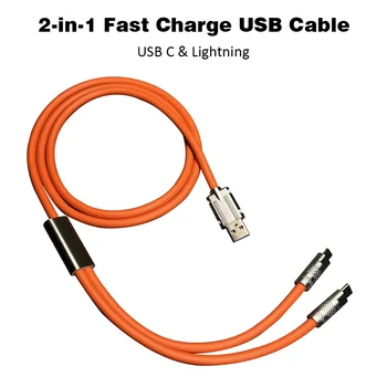  USB C Yıldırım Kablosu Hızlı şarj kablosu C Tipi Hızlı Şarj 2 İn 1 66W iPhone şarj cihazı İçin 13 14 Pro Max Samsung Xiaomi Oneplus