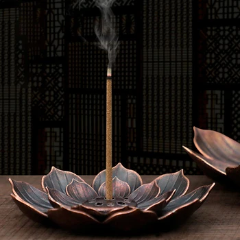  Yeni 1 ADET Alaşım Tütsü Brülör Sopa Tutucu Plaka Budizm Lotus Buhurdan Bronz Nasturtium Tütsü Brülör