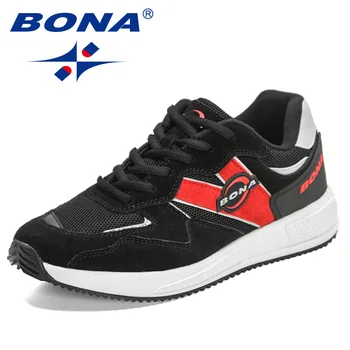  BONA 2022 Yeni Tasarımcılar ışık koşu ayakkabıları Erkekler Açık Ayakkabı yürüyüş ayakkabısı Adam Koşu Nefes Tenis spor ayakkabılar Erkek