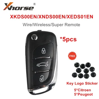  5 adet Xhorse XKDS00EN XNDS00EN XEDS01EN VVDI Tel / Kablosuz / Süper Uzaktan Anahtar DS Modeli ile 10 adet ücretsiz Anahtar logo çıkartması