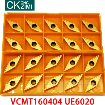  VCMT160404 UE6020 karbür uçlar torna kesici CNC ahşap dönüm ekler araçları VCMT 160404 Dış Torna Araçları SVJCR Çelik