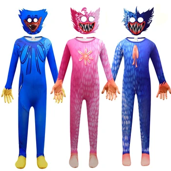  Sosis Ağız Canavar Mavi Pembe Oyunu Cosplay Kostümleri Oyun Oynamak Kigurumi Kabarık Anime Tulum Pijama Çocuklar için Cadılar Bayramı Partisi