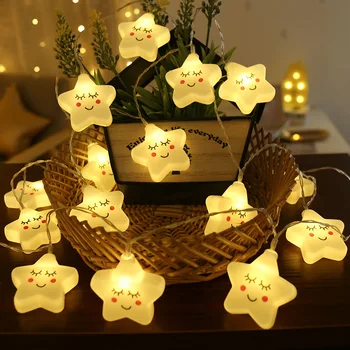  40/20 / 10Leds Sevimli Yıldız Led Dize Işıkları Peri Garland Noel Süslemeleri Ev Yatak Odası için Yeni Yıl Tatil Akülü