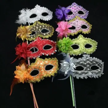  5 adet Çiçek El Maskesi Kadın Bayan Kız Venedik Prenses Masquerade Maskeleri Bir Sopa Dans Parti Elbise Dekorasyon