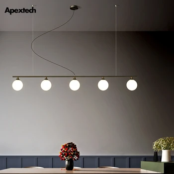  LED avize ışıkları Vintage bakır cam küre yatay tip kolye lamba yemek odası asılı ışıklar Modern İskandinav armatür
