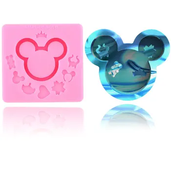  Disney Mickey Mouse Çalkalayıcılar Reçine Kalıp Quicksand Şişe Silikon Kalıplar Takı Kolye Epoksi Döküm Anahtarlık telefon tutamağı Kalıp