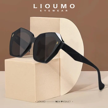  LIOUMO Lüks Marka Tasarım Güneş Gözlüğü Polarize Moda Gözlük Erkekler Parlama Önleyici Sürüş Gözlük Degrade Çay zonnebril