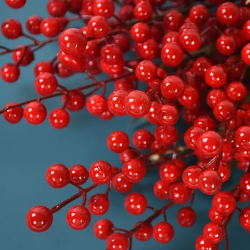  Yapay Meyveler Şube Noel Dekorasyon Ev Düğün Parti için Simülasyon Kırmızı Holly Berry Yeni Yıl Hediye DIY Çelenk Zanaat