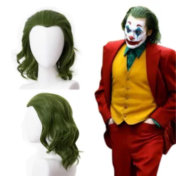  Joker Cosplay Peruk Arthur Fleck Cosplay Kıvırcık Yeşil Saç Karanlık Şövalye Joker Peruk Cadılar Bayramı Cosplay Anime Kostüm Peruk