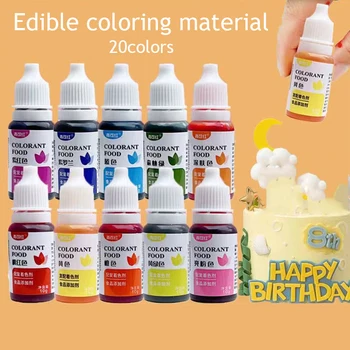  20 Renk 10ML / Şişe kremalı kek Gıda Boyası Malzemeleri Fondan Pişirme Kek Yenilebilir renk pigmenti DIY Pasta Dekorasyon Araçları