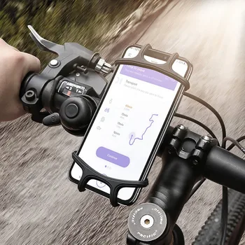  Bisiklet telefon tutucu yuvası Siyah 360 Rotasyon Esnek Bisiklet Motosiklet Bebek Arabası Silikon Smartphone için Destek Standı