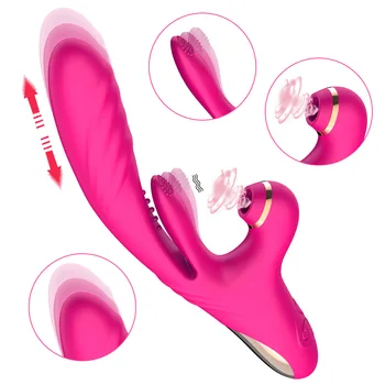  Teleskopik Yapay Penis Vibratör Klitoris Emme Vibratör Gerçekçi Titreşimli Yapay Penis Anal Vajinal Klitoris Stimülatörü Seks Oyuncak Kadınlar için