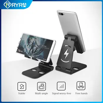  RYRA Çift Katlanır Cep telefon braketi Alüminyum Alaşımlı telefon standı Ayarlanabilir telefon tutucu Xiaomi iPhone İçin Canlı Akış