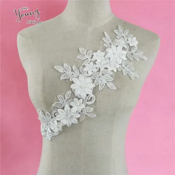  Sıcak satış ABS ınci 3D Çiçek beyaz dantel yaka Ince dikiş Kumaş Aksesuarları Süslemeleri Malzemeleri zanaat Aplike Kostüm YL1256