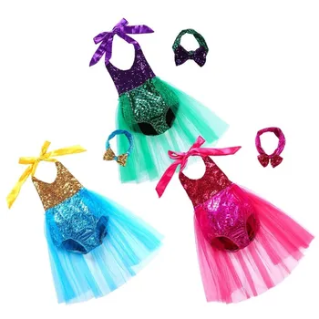  Mermaid Elbise Küçük Kızlar için Paskalya Cosplay Kolsuz Elbise Cadılar Bayramı Giyim 2022 Yaz Doğum Günü Kostüm