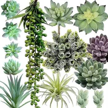  14 Paket Yapay Sahte Etli Bitkiler Toplu Unpotted Sahte Dize İnciler Sapları Etli Seçtikleri Çiçek Aranjmanı için