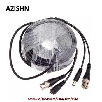  AZISHN CCTV BNC Güç / video Kablosu 5 M/10 M/15 M/20 M/30 M/40 M/50 M CCTV Kablosu Video Çıkışı DC Fiş Kablosu AHD / Analog güvenlik kamerası